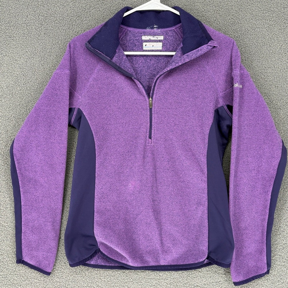 Columbia Womens Purple Heather Quarter Zip Fleece Pullover Jacket Small RN 69724